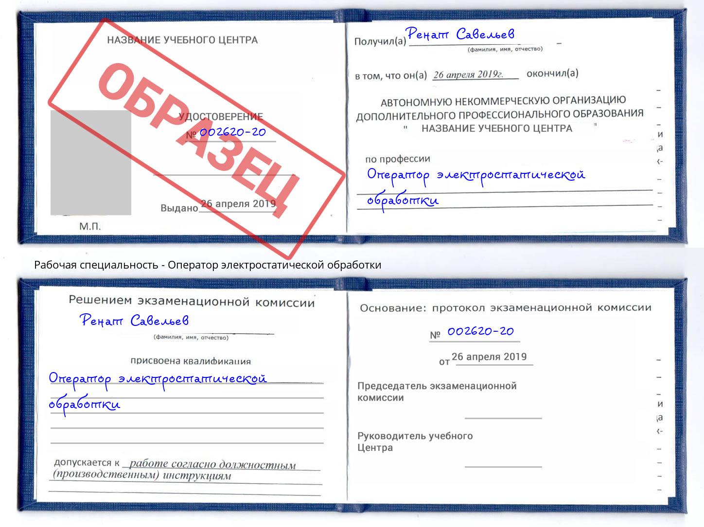 Оператор электростатической обработки Старая Русса