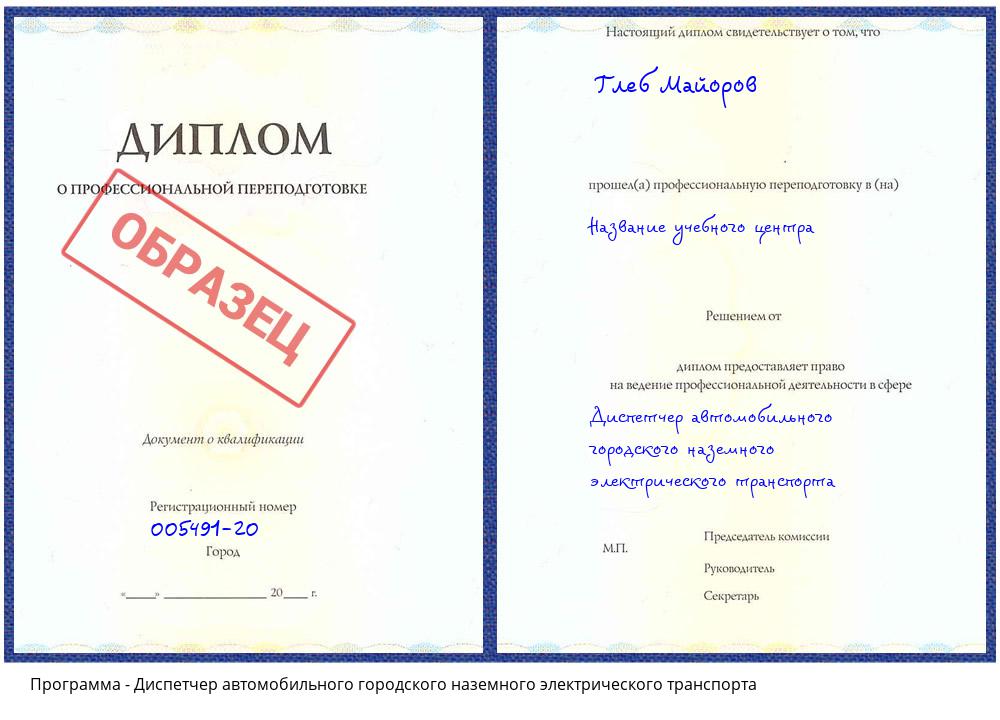 Диспетчер автомобильного городского наземного электрического транспорта Старая Русса