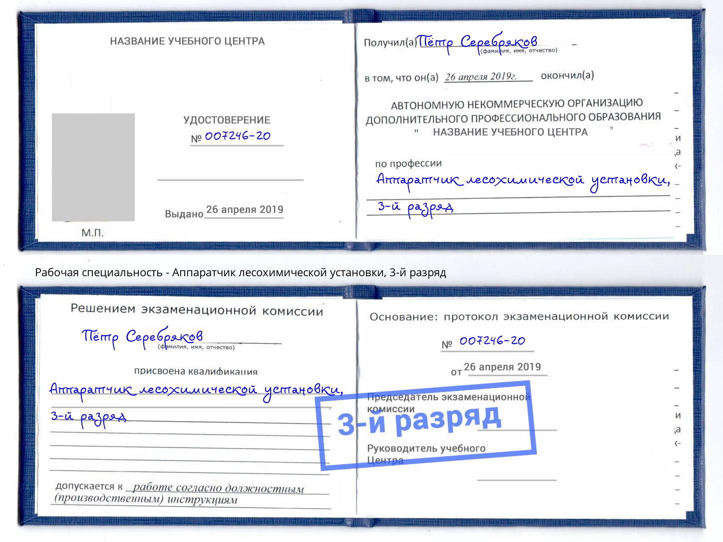 корочка 3-й разряд Аппаратчик лесохимической установки Старая Русса